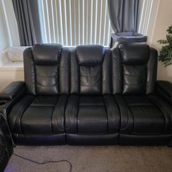 Ashley Furniture Reclining Leather Sofa Set