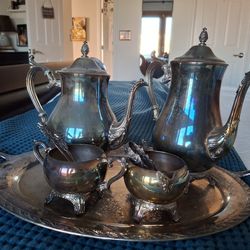 Antique 5 Piece Rogers & Son Silver Plated Tea and Coffee Set