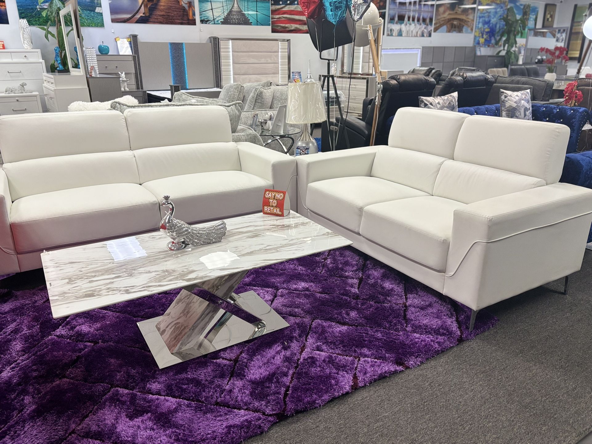 White Sofa& Loveseat Set For Sale ( Available In Multiple Colors) 40% Off