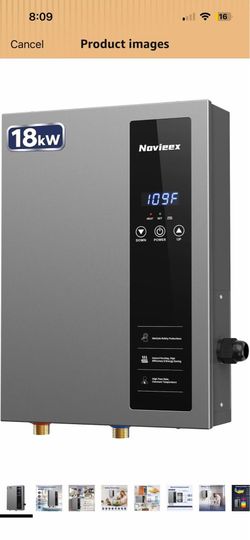 Brand new! 18kW Tankless Water Heater Electric, NOVIEEX 240V 3s Instant Hot Water Heater, Flow Rate Max 4.9 GPM, Supply for 2-3 Points, Indoor Install