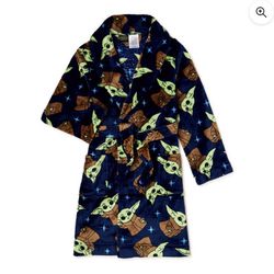Star wars the mandalorian boys baby yoda luxe plush pajama robe size 4/5