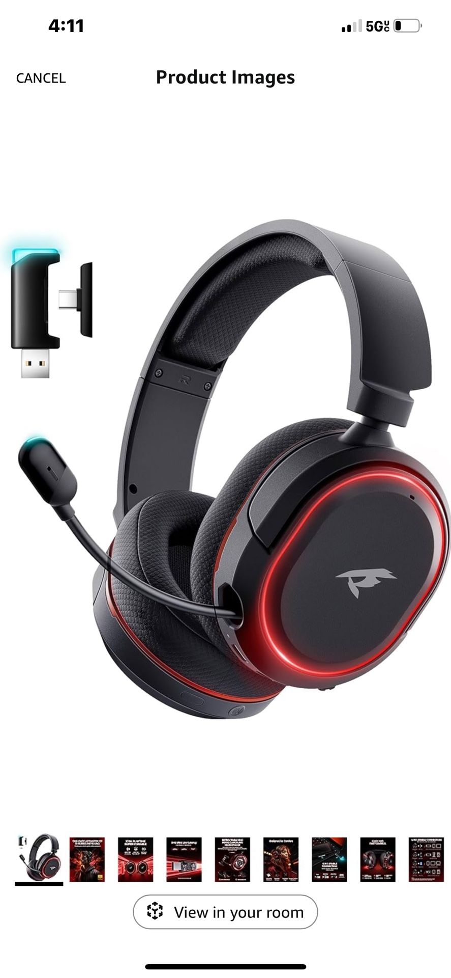 Wireless Gaming Headset, 7.1 Surround Sound, 2.4Ghz USB Gaming Headphones with Bluetooth 5.4, 100H Battery, ENC Noise Canceling Mic, 3.5mm Wired, RGB