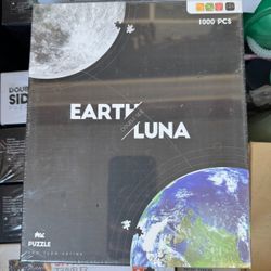 Double Sided Round Jigsaw Puzzle Earth and Moon for Adults Teens 1000 Pieces