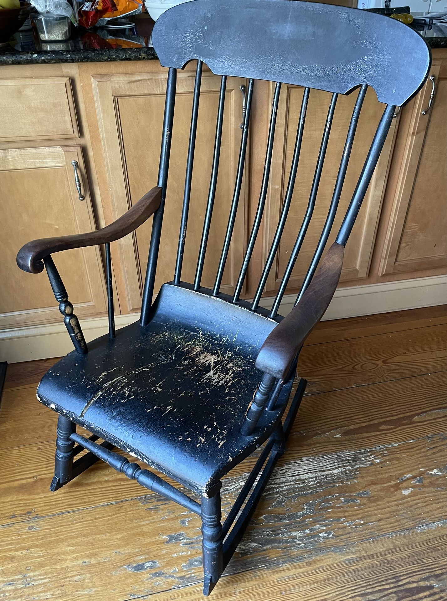 1800s Black Boston Windsor Rocker