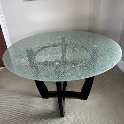 48 inch Prisma Round  Glass Table with black base