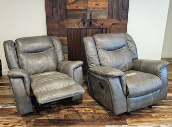 Leatherette Glider / Rocking Recliner Chair(s) with Overstuffed Arms