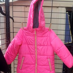 Girls 4t Cater Puff Coat , Pink