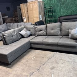 L Shaped Couch Sectional Couches for Living Room Upholstered Linen 2 Pieces Modular Sectional Sofa