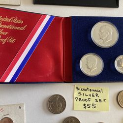 1976 United States Mint Bicentennial Silver Proof Coin Set $50 US Coins Collection Eisenhower Dollar Kennedy Half