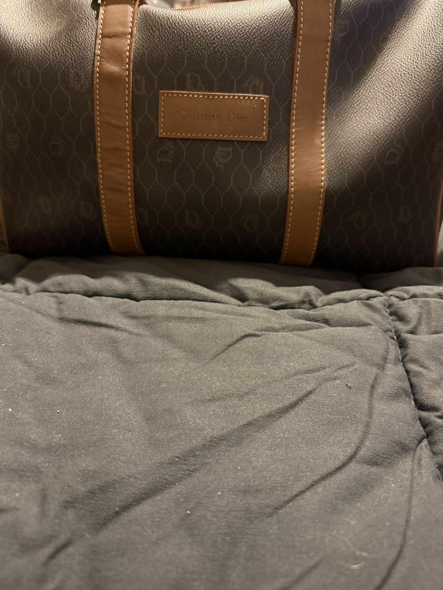 Christian Dior Vintage Coated Canvas PVC Leather Boston Bag It’s Monogram It’s Brown & Tan