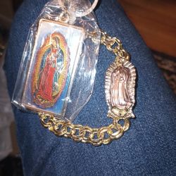 Bracelet And Keychain Gold Our Lady of Guadalupe 