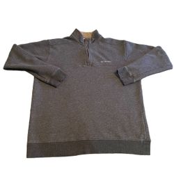 Columbia Sweater Men Large Gray Quarter Zip Pullover Sweatshirt Outdoors Solid