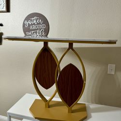 Modern Console Table, 43.3" Sofa Foyer Table with Faux Marble Top 