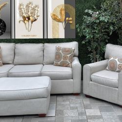 FREE DELIVERY 🚚) Belfort Light Gray Couch, Chair and Ottoman Set