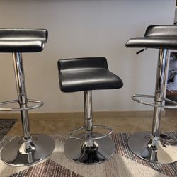 Adjustable Bar Stools(3) With Chrome Base 