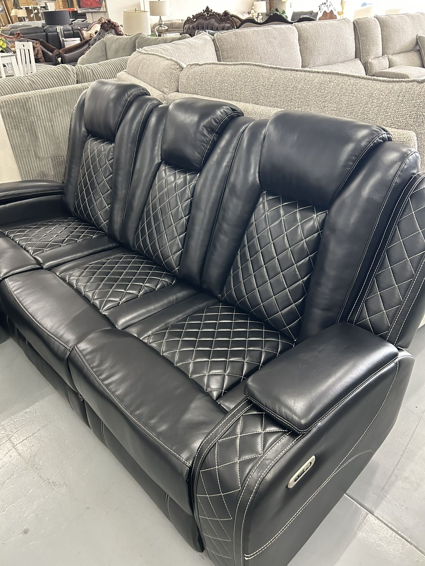 Brand New Leather Power Reclining Sofa Sets With Massage, No Credit Required 