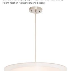 VONLUCE 3-Light Drum Chandeliers, 20" Pendant Light Fixture with 2-Layer Fabric Shade E26 Bases, Adjustable Swivel Joint Hanging Light Fixture for Bed