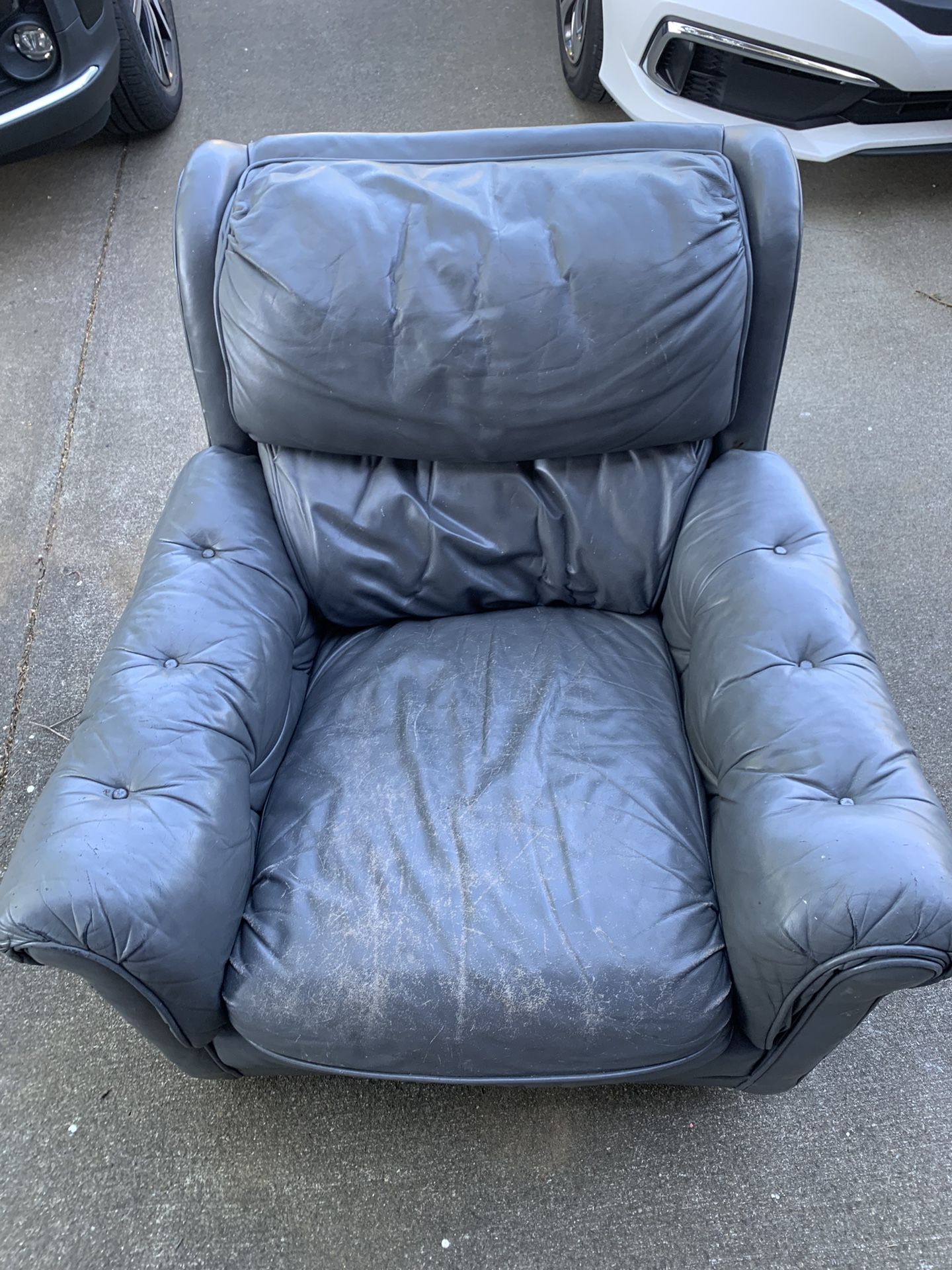 Comfy Large Gray leather armchair 