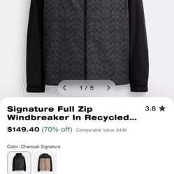 Coach Signature Full Zip Windbreaker