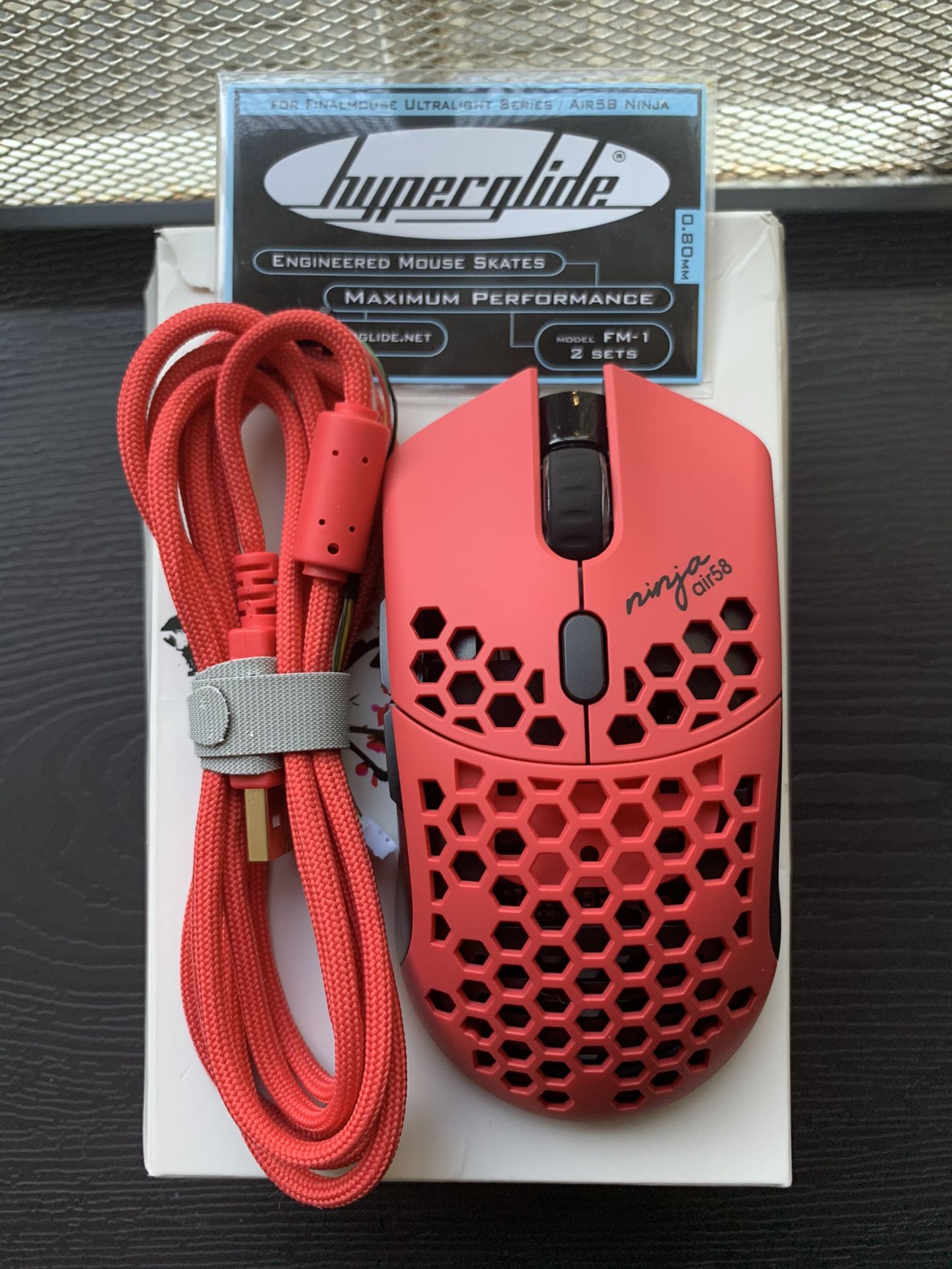 Finalmouse Ninja Air58 Ultralight Red Custom with Hyperglides