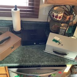 Honeywell safety cash/items lock box, two keys (12” by 8” by 3” tall) vintage fire proof safety lockbox by Dalmbox two keys (12” wide by 8” deep by 4.