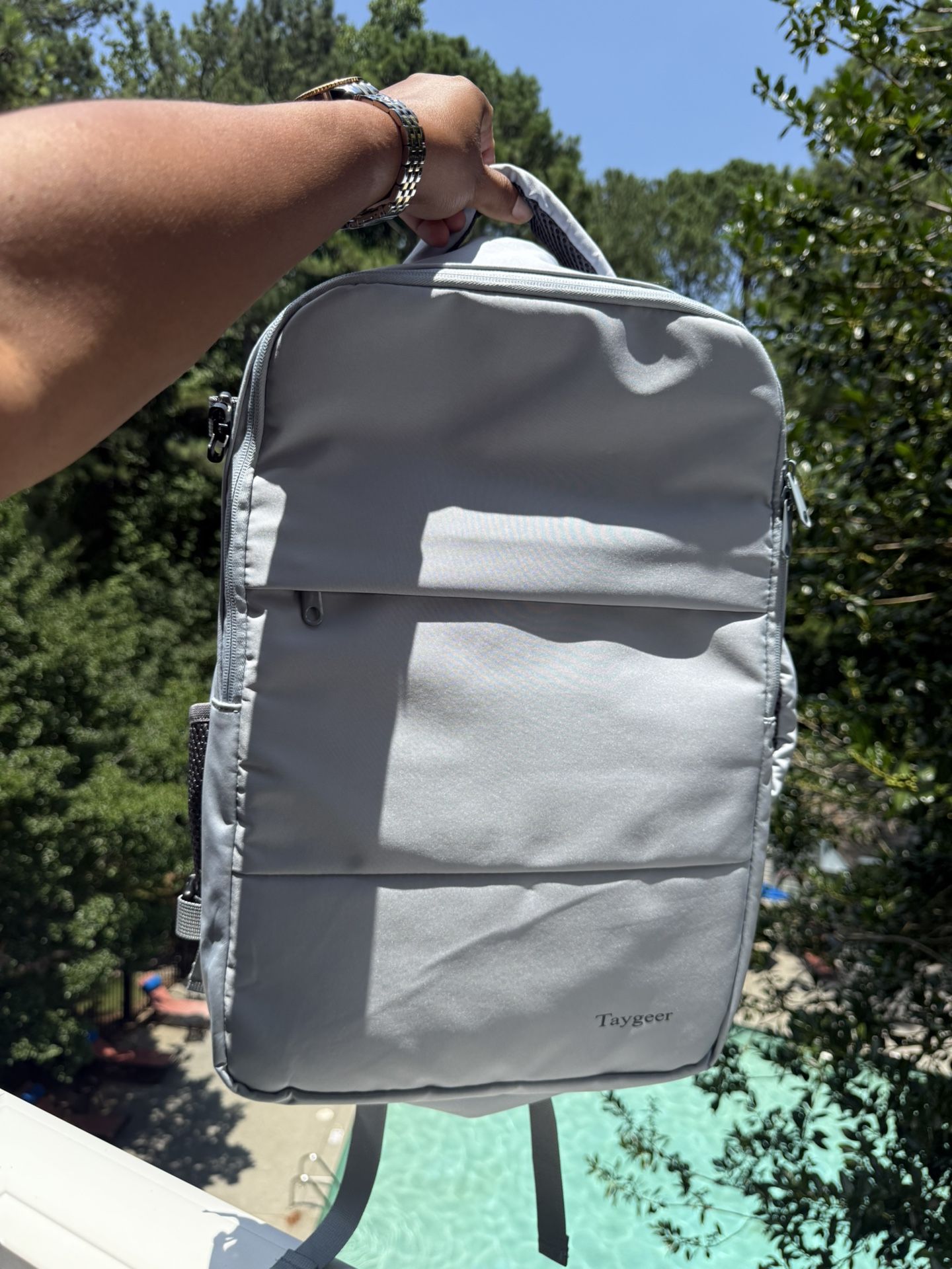 Taygeer Grey Travel Backpack w/ USB, Shoe Pouch, Fits 15.6” Laptop