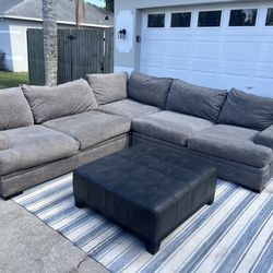 🛋️ Cindy Crawford Sectional Couch + Ottoman – Excellent Condition