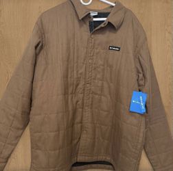 Columbia Brown Quilted Snap Mid-Length Jacket Men's new XL Regular Fit