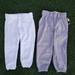 Youth Kids Child Size Medium M Baseball Pants Grey White