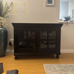 Dark Wood Media Console TV Stand 44" Glass Doors - $325 (Studio City)