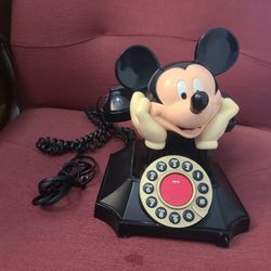 Vintage Mickey Mouse Desk Lying Down Phone Dial Rotary Style 