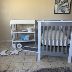 Nursery Crib And Changing Table Set 