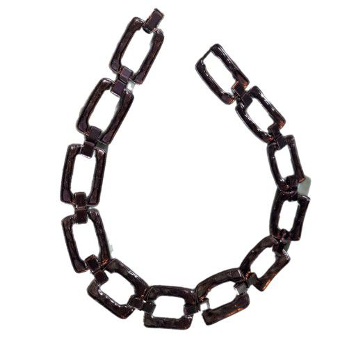 Black Enameled Big Link Statement Necklace 
