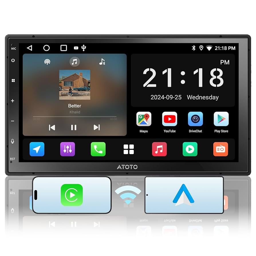 Double-Din Car Radio Android in-Dash Car Stereo with Wireless CarPlay/Android Auto, GPS Tracking, WiFi/Bluetooth/USB, ChatGPT-AI Head Unit, 2G+32G