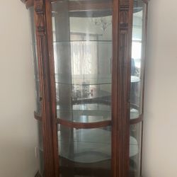 Vintage Curved End Gallery Curio With Lighting(pick Up Only) 