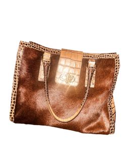 Brown crocodile leather style handbag
