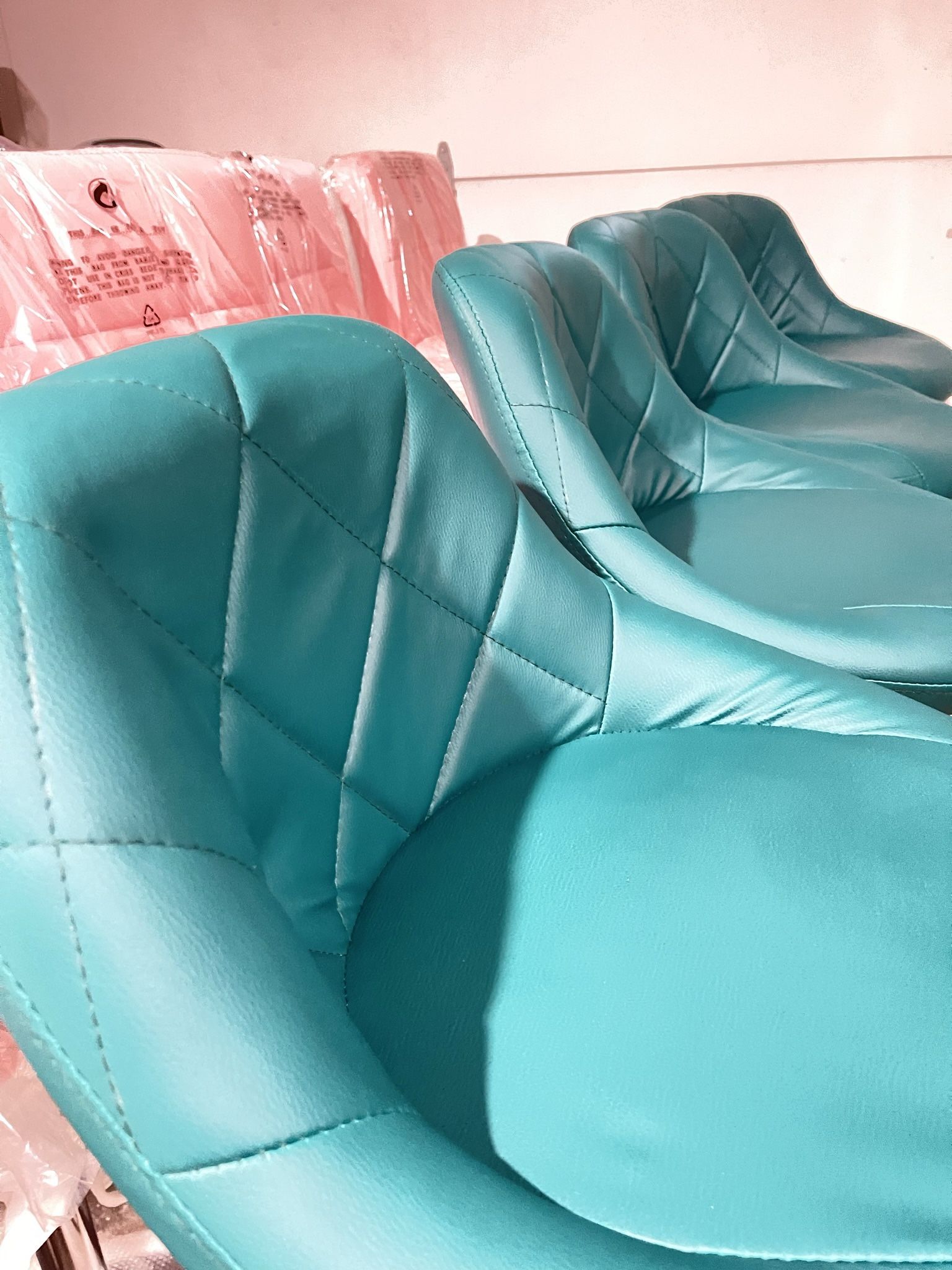 Set Of 4. bar stools with 360degree swivel backrest, set of 4 bar stools (style 02blue green