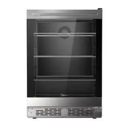 New Midea 23.4-in W 185 -Can Capacity Stainless Steel Built-in Indoor Beverage Refrigerator with Glass Door