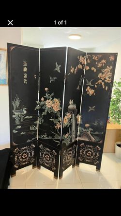 antique vintage 6ft Chinoiserie Partition Four Panel Room Screen