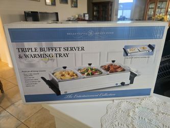 Triple buffet server with warmer