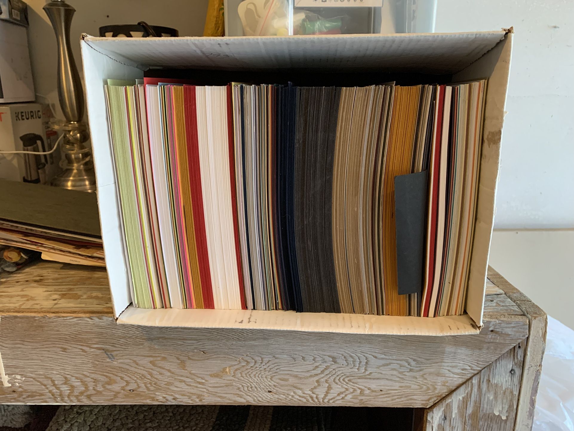 Box Of Card stock Mixed Colors + Some Background Paper