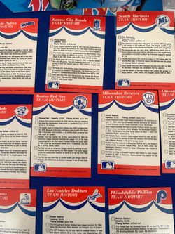 Baseball cards with team history