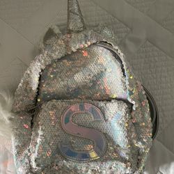 Justice ‘S’ Initial Mini Backpack - Silver/white
