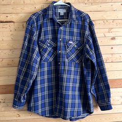 Carhartt Vintage Men’s Blue Purple Plaid Long Sleeve Button Down Shirt Size L