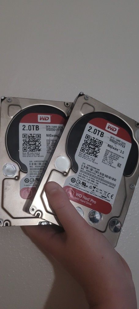 2x 2tb Western Digital Red Pro Sata Hard Drives