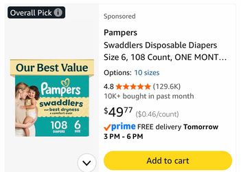 Pampers swaddlers diaper size 6