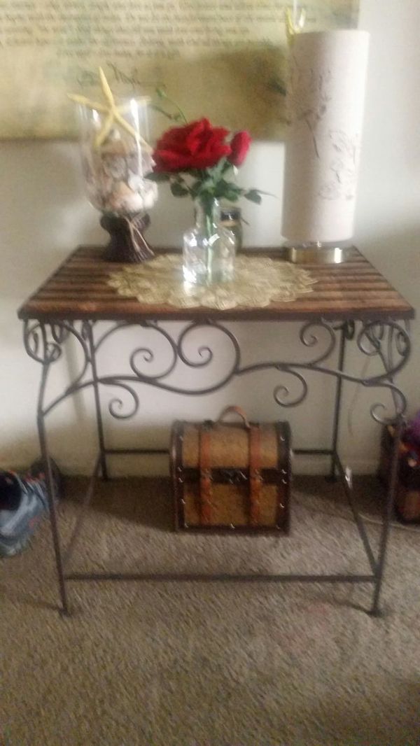 Wrought Iron Table Wood Slats Top And Scrolls For In Long Wrought Iron Table Wood Slats Top And Scrolls