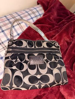 Coach Signature Handbag Black and Silver