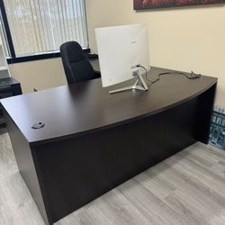 Modern Bow Front Desk & Bookcase