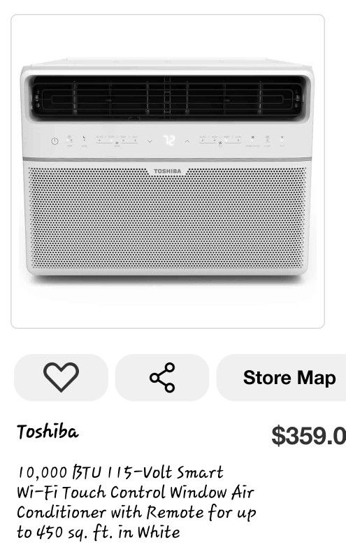 Toshiba  10,000 BTU 115-Volt Smart Wi-Fi Touch Control Window Air Conditioner with Remote 